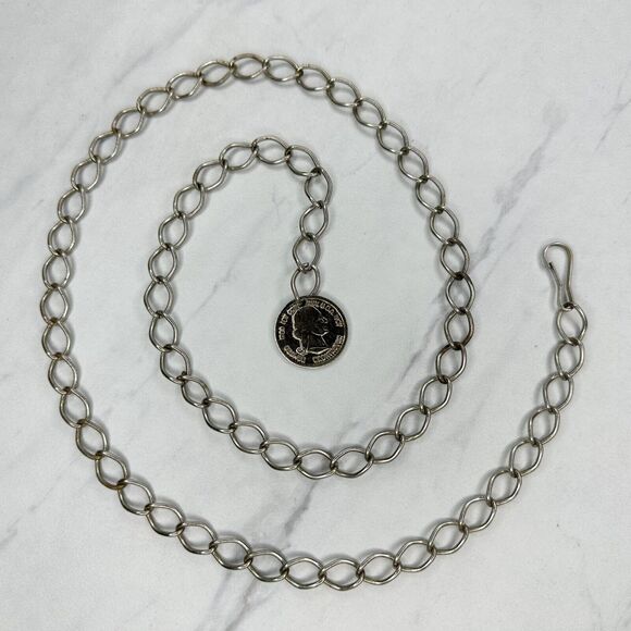 George Washington Coin Metal Chain Link Belt Size Small S Medium M - Picture 1 of 10